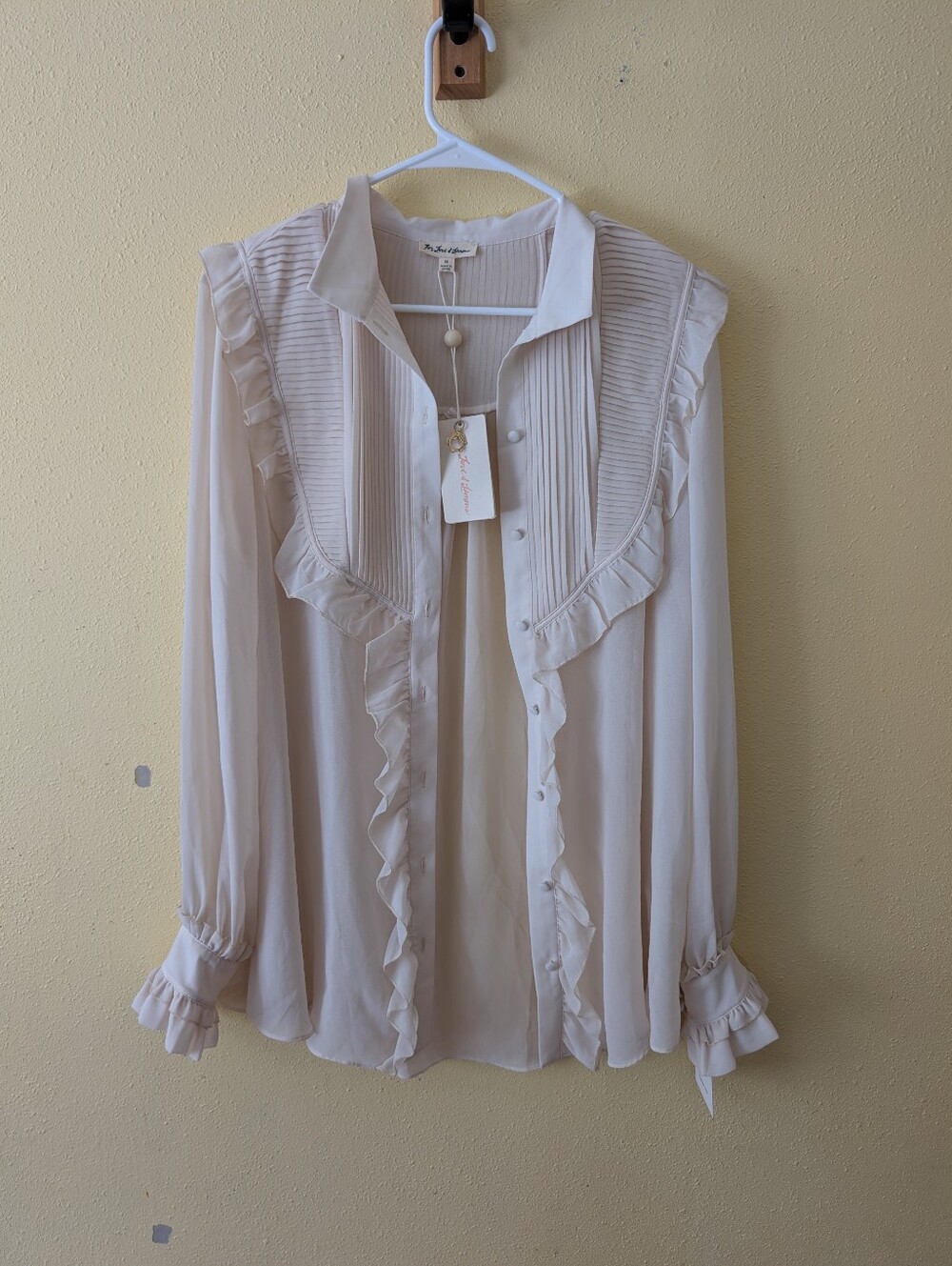 For Love And Lemons NWT Vivi Pintuck Blouse. Size Medium